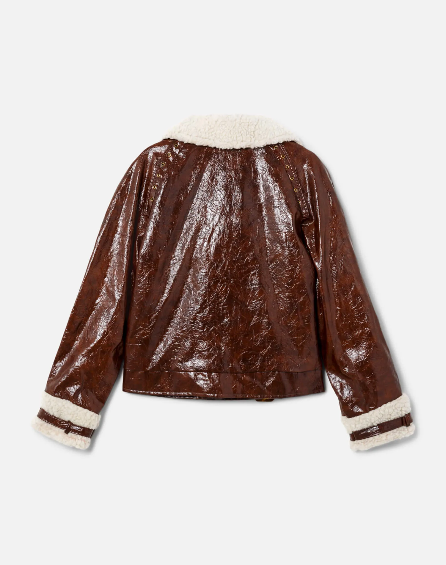 50s Vegan Leather Faux Shearling Jacket- #14