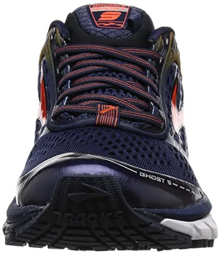 Brooks Men's Ghost 9 Running Shoes Peacoat/Red Orange/Black 10.5