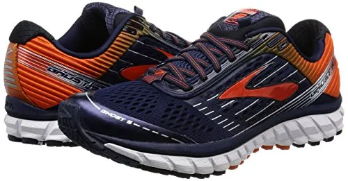 Brooks Men's Ghost 9 Running Shoes Peacoat/Red Orange/Black 10.5