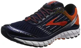 Brooks Men's Ghost 9 Running Shoes Peacoat/Red Orange/Black 10.5