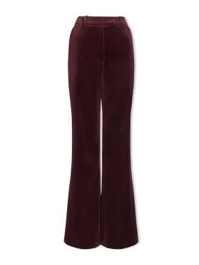 Burgundy Taylor velvet wide leg trousers