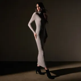 Cashmere Rib Funnel Neck Dress - Dapple