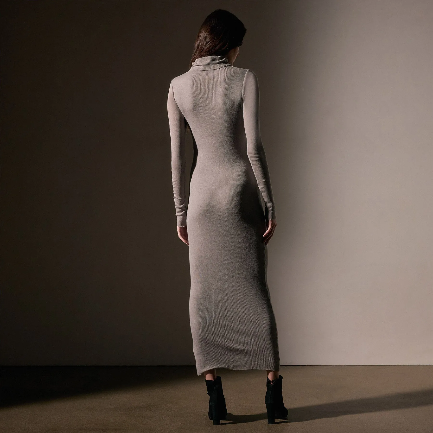 Cashmere Rib Funnel Neck Dress - Dapple