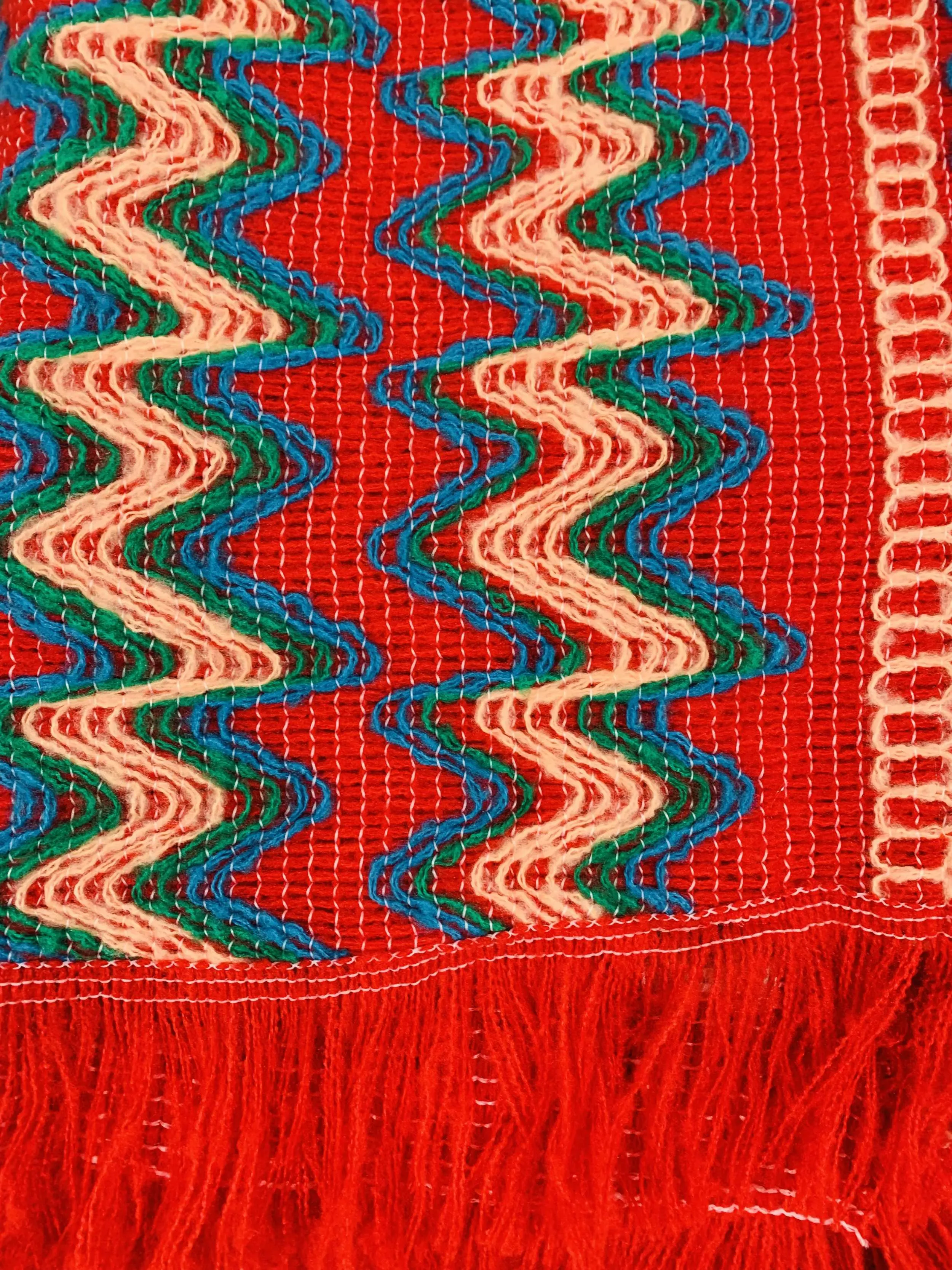 Colorful Crochet Patterned Pull Over Fringe Poncho