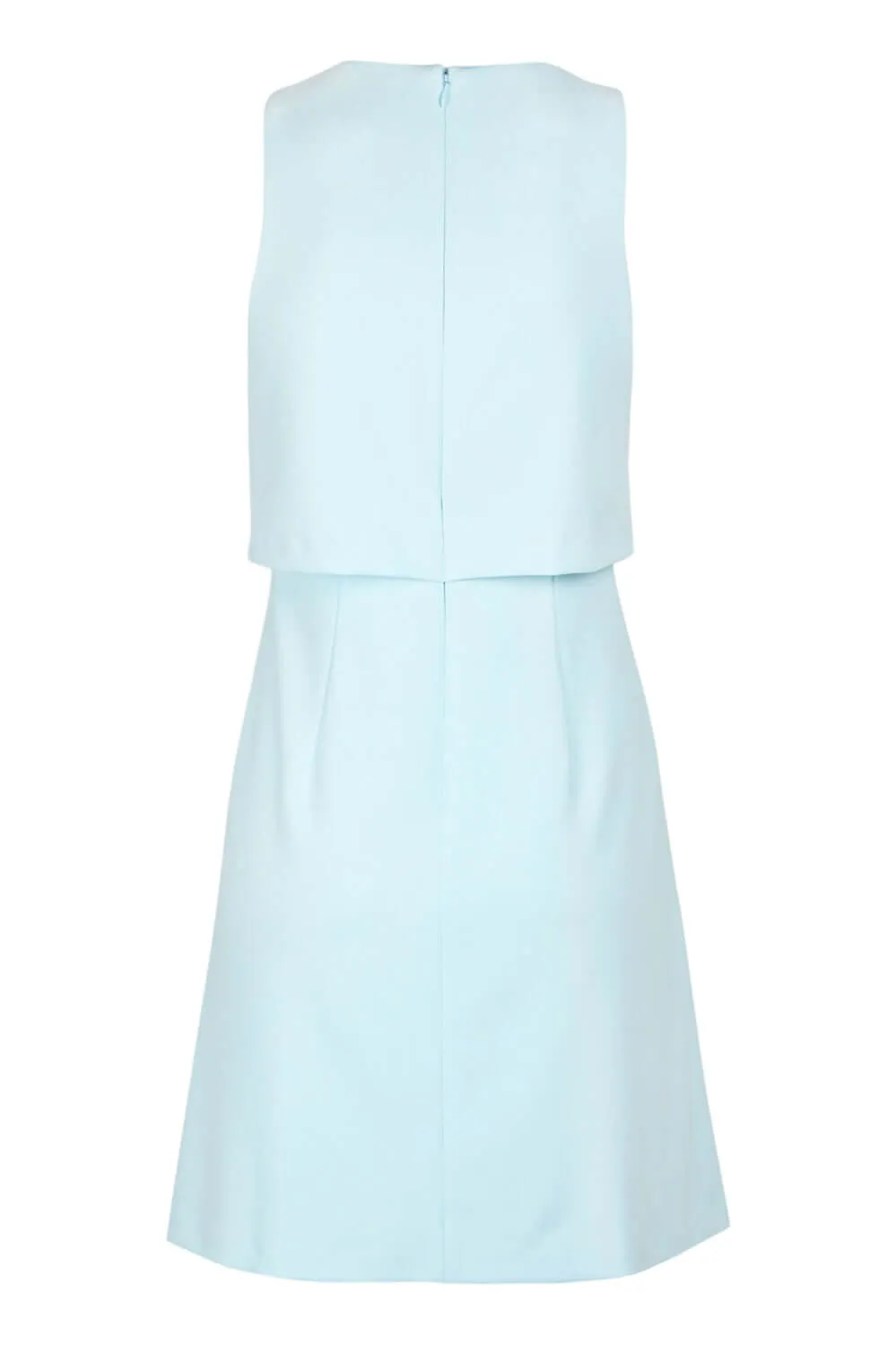 Donna Morgan Crew Neck Sleeveless Zipper Back Popover A-Line Solid Stretch Crepe Dress
