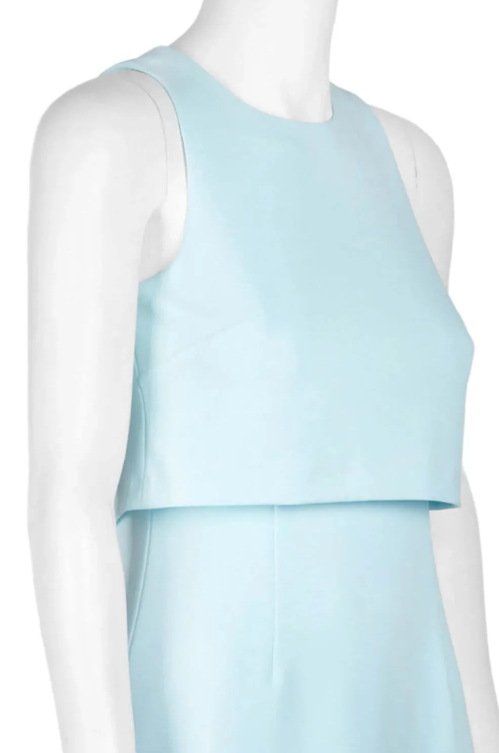 Donna Morgan Crew Neck Sleeveless Zipper Back Popover A-Line Solid Stretch Crepe Dress