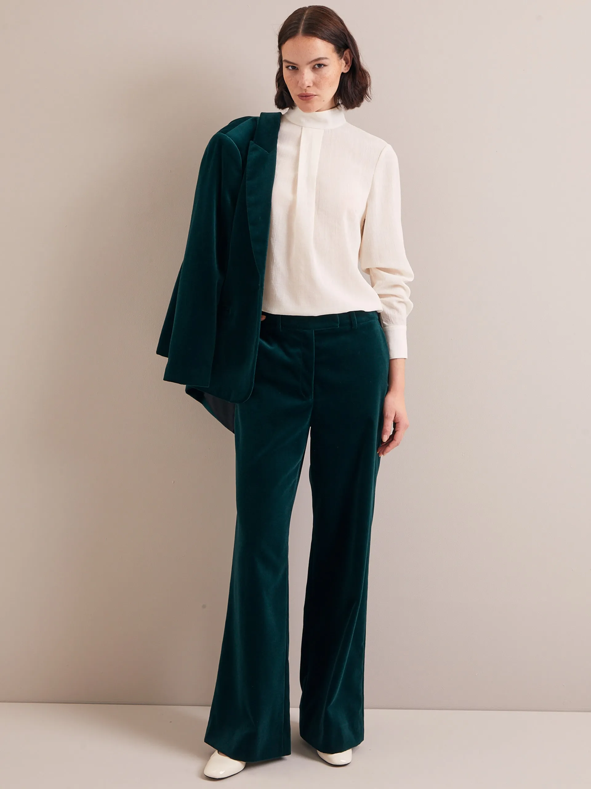 Green Taylor velvet wide leg trousers