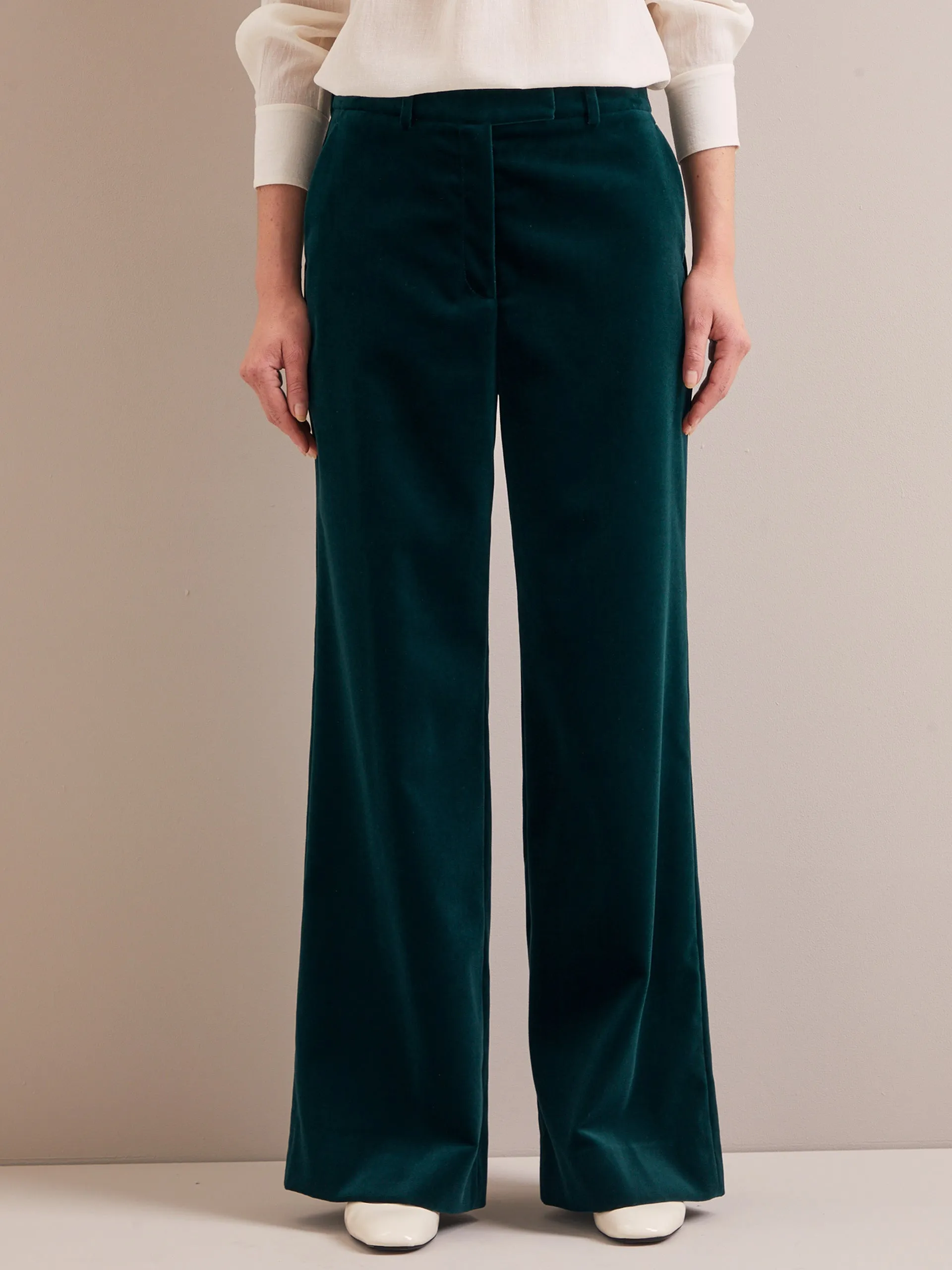 Green Taylor velvet wide leg trousers