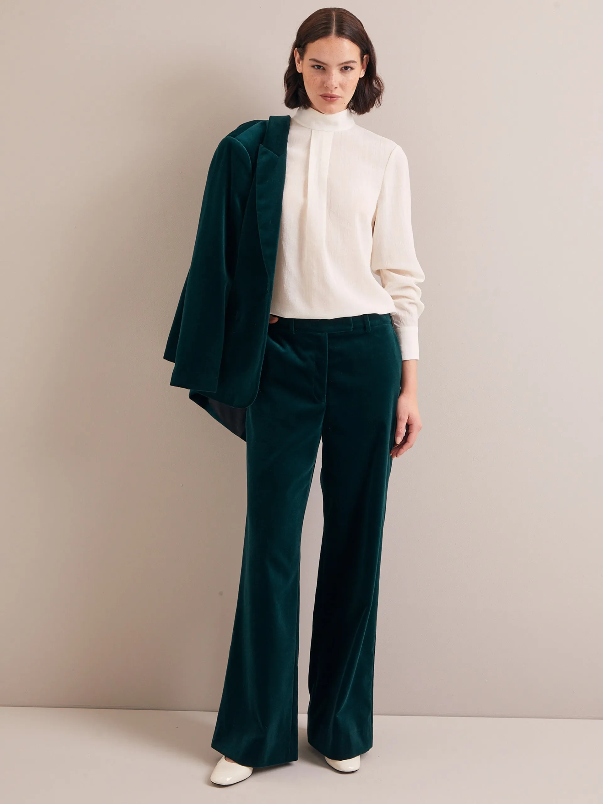 Green Taylor velvet wide leg trousers