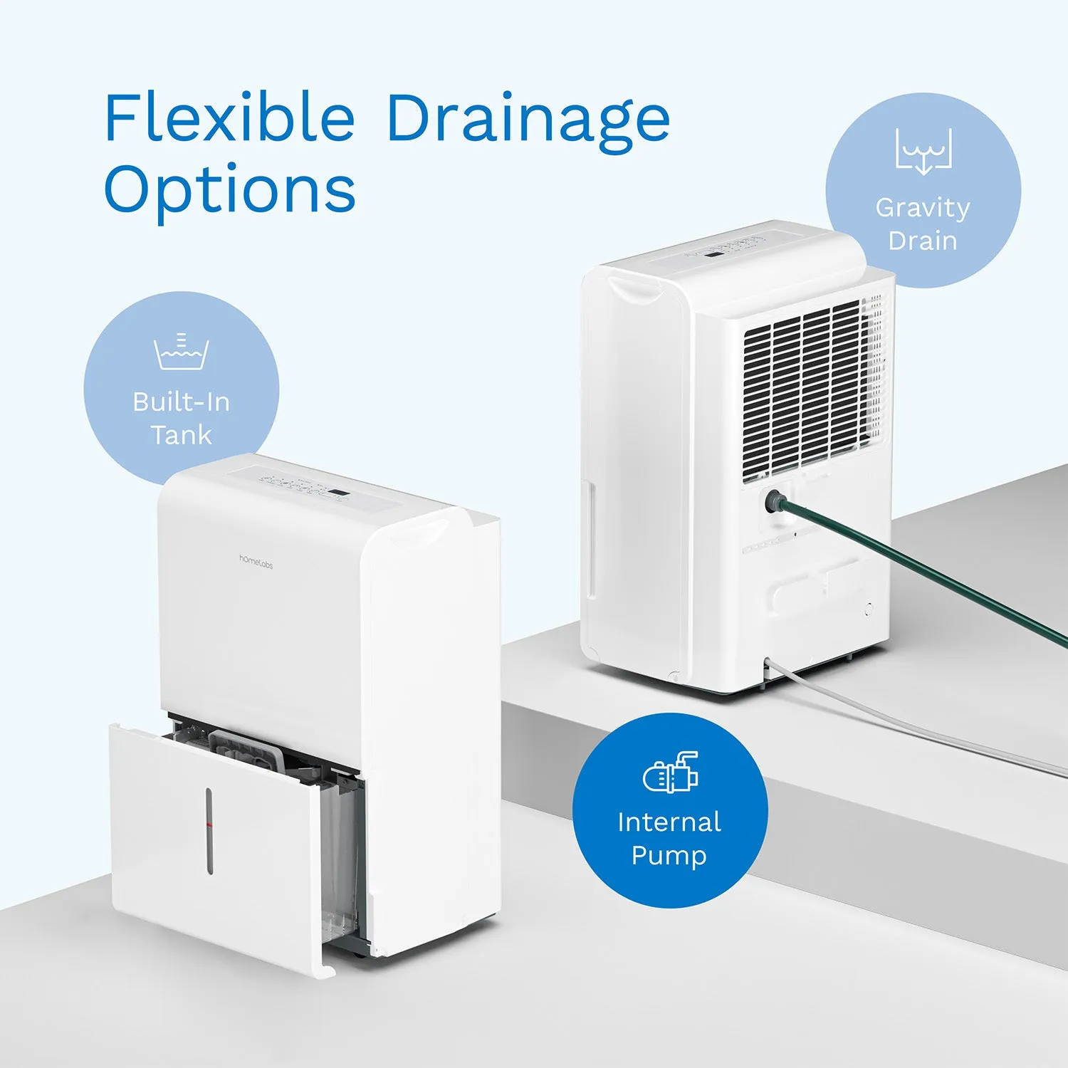 hOmeLabs | 50 Pint Dehumidifier with Pump