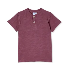 Milky Plum Slub Henley - Plum